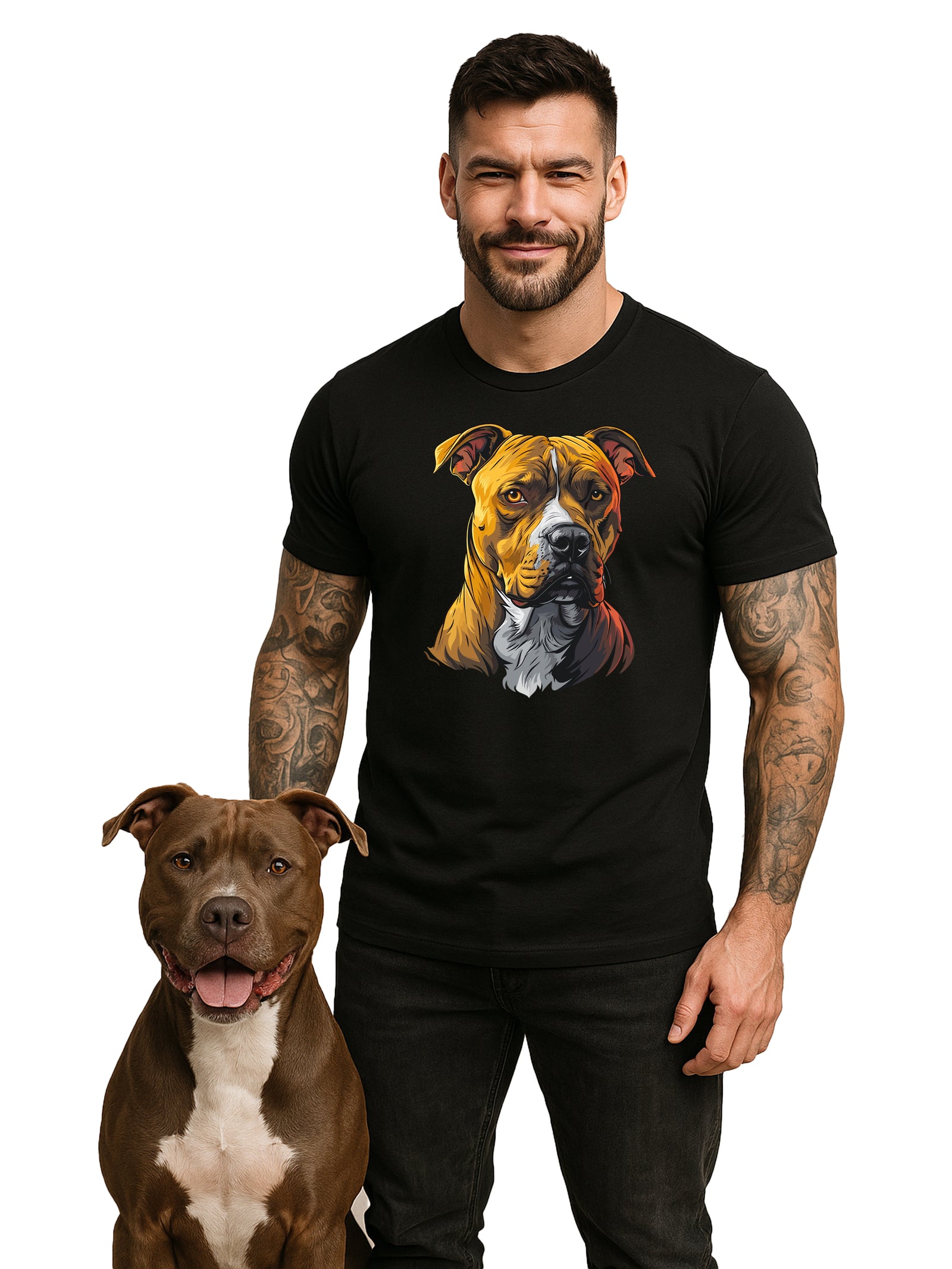 Camiseta de manga corta con busto de pitbull