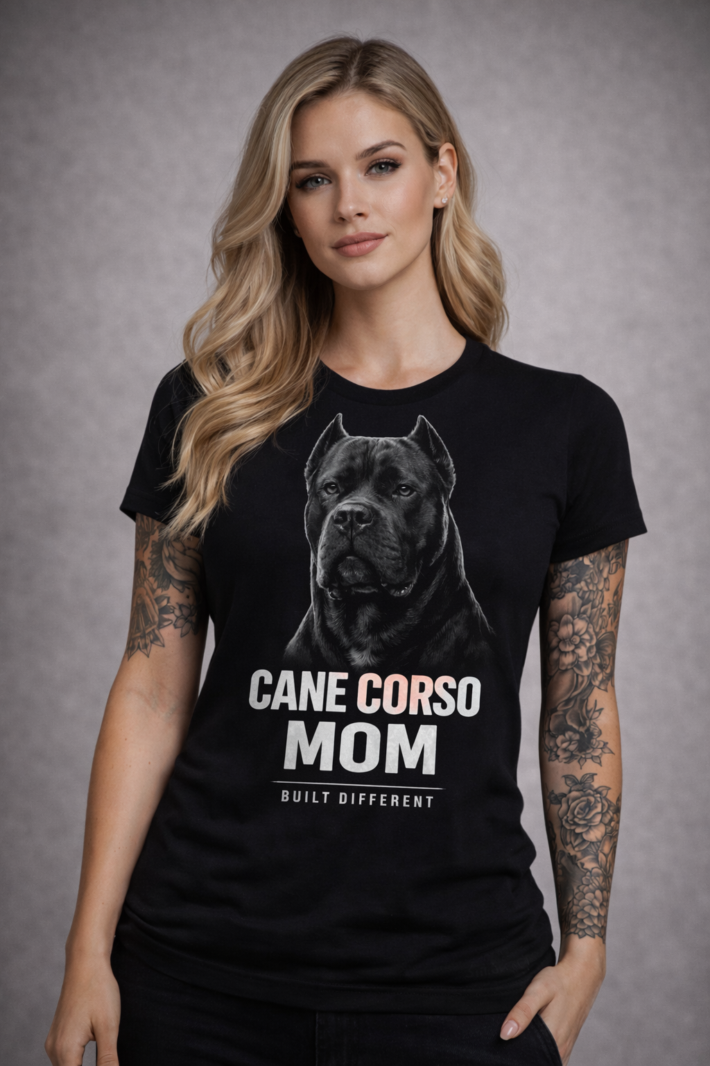 Cane Corso Mom – Built Different T-Shirt | Bella Canvas 3001 Unisex Black Tee