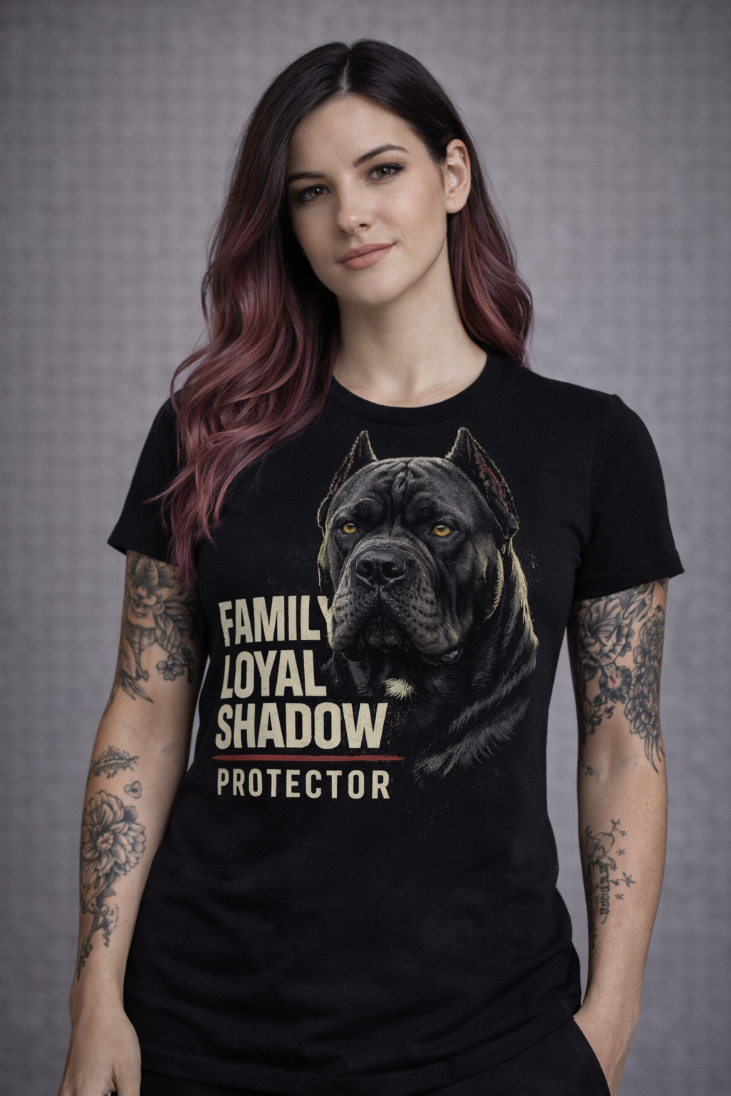 Cane Corso – Family Loyal Shadow Protector T-Shirt | Bella Canvas 3001 Unisex Black Tee