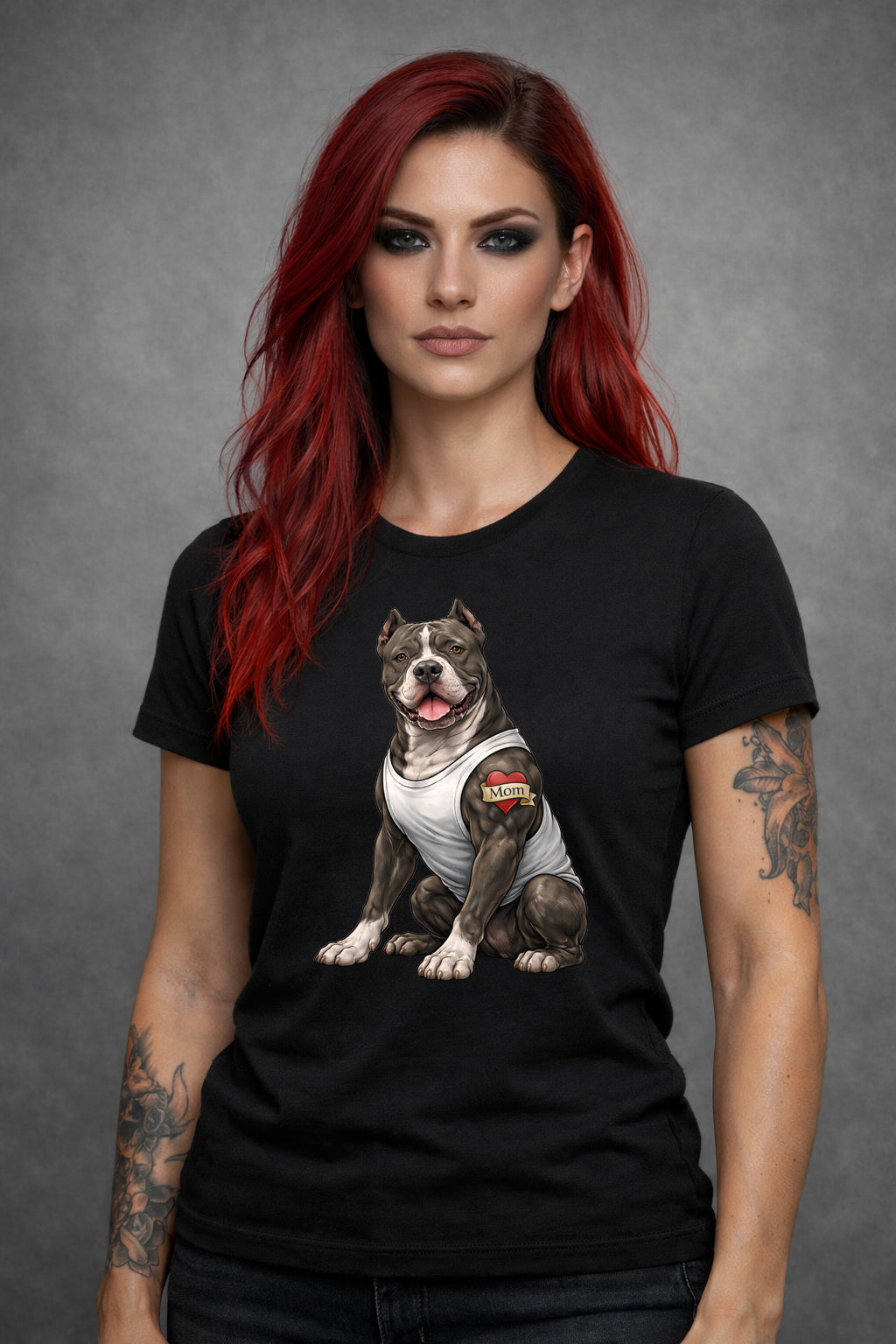 Bully Mom Tattoo T-Shirt | Bella Canvas 3001 Unisex Black Tee