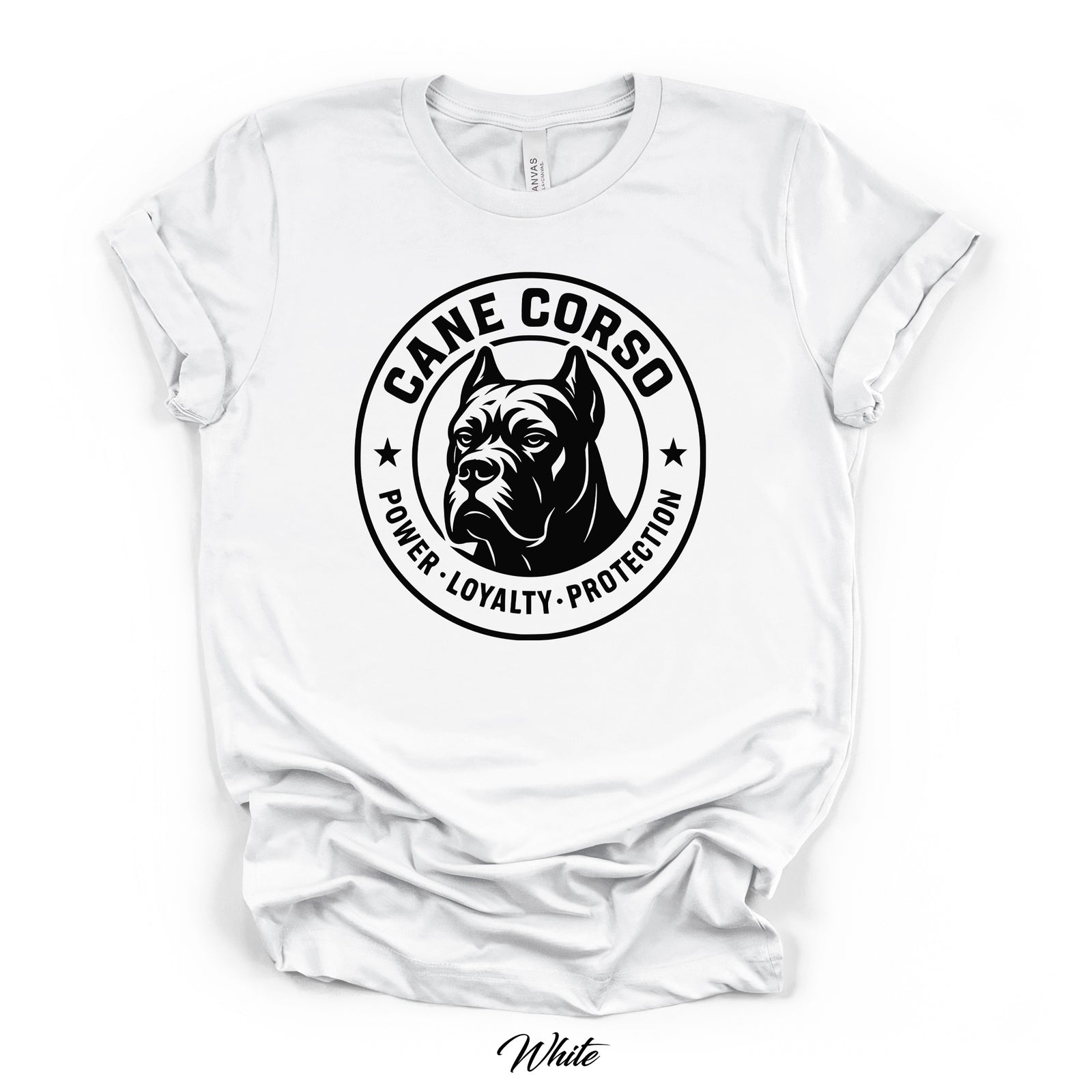 Cane Corso Power Loyalty Protection Tee | Bella Canvas 3001CVC | Direct-to-Garment Print