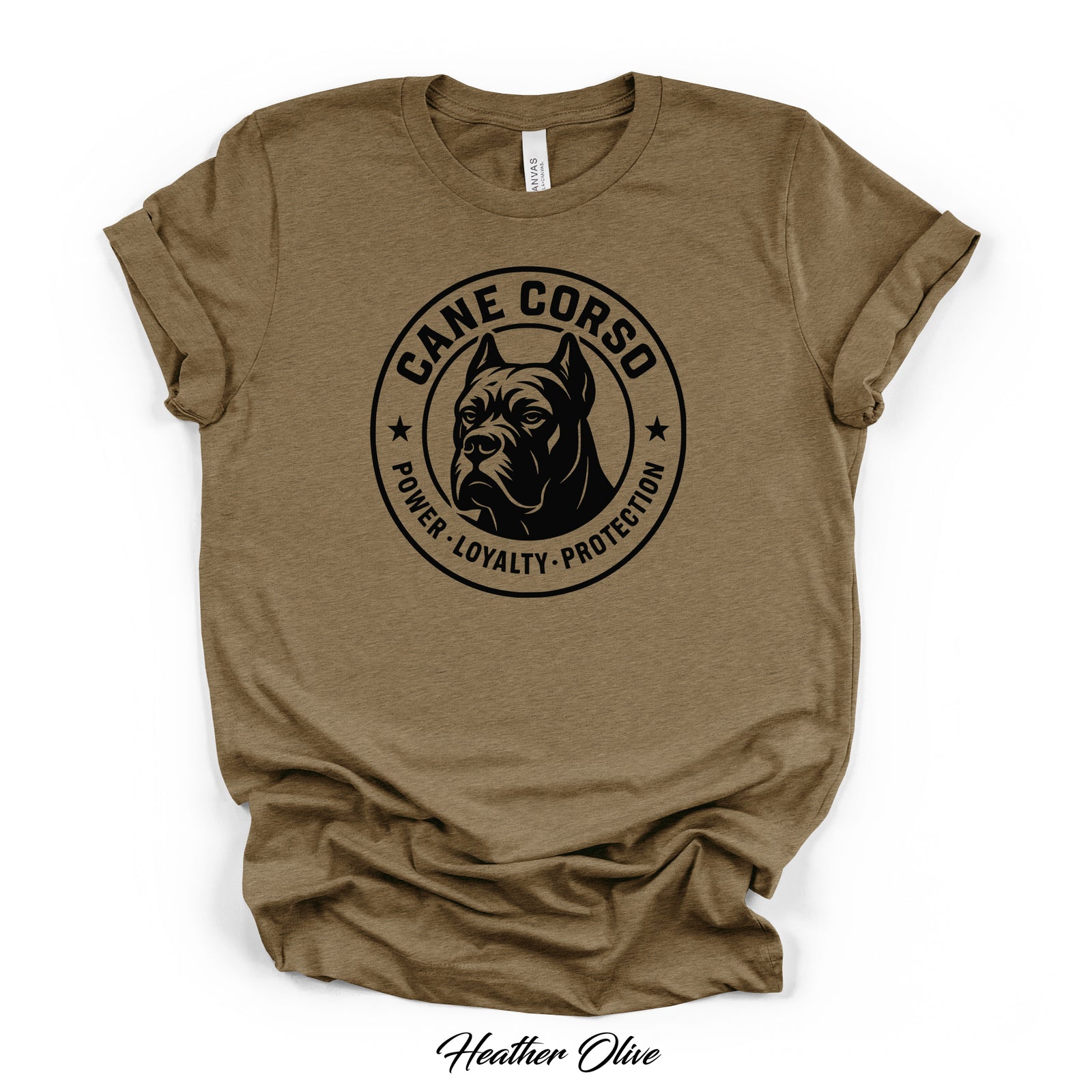 Cane Corso Power Loyalty Protection Tee | Bella Canvas 3001CVC | Direct-to-Garment Print