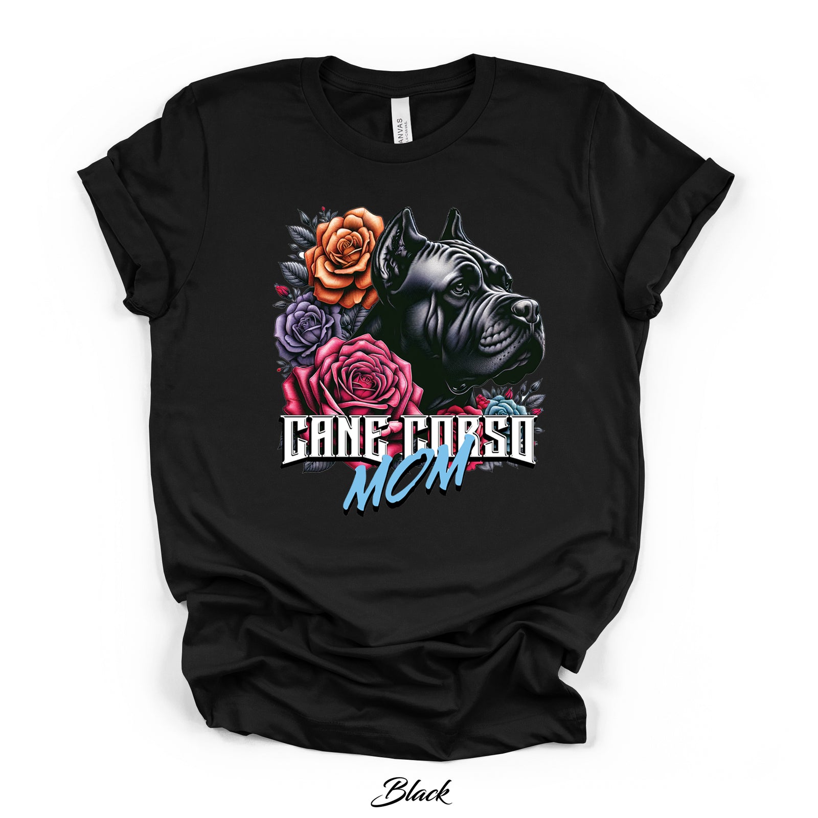 Cane Corso Mom Graphic Tee | Black | Direct-to-Garment Print | Bella Canvas 3001