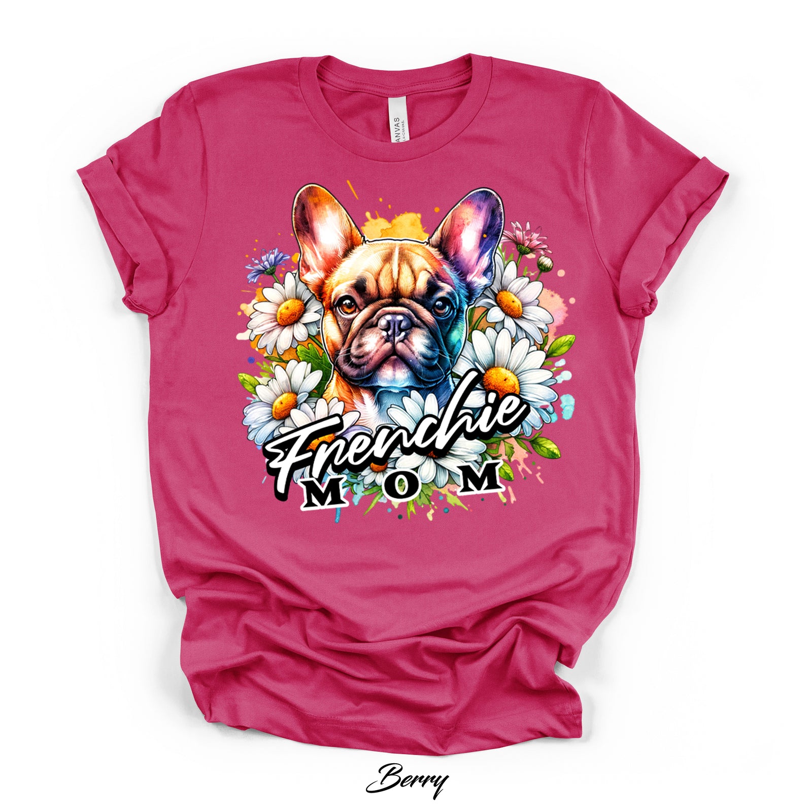 Frenchie Mom Floral Graphic Tee | Bella Canvas 3001 | 4 Colors