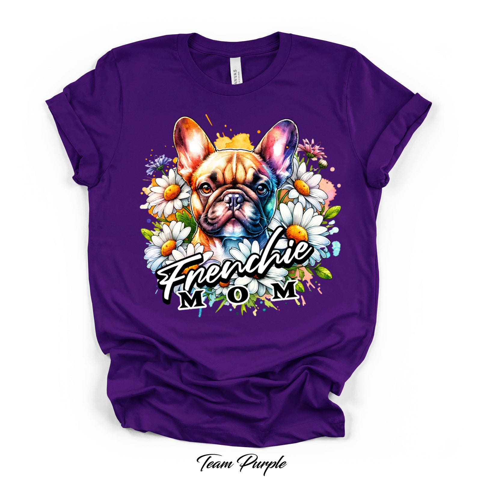 Frenchie Mom Floral Graphic Tee | Bella Canvas 3001 | 4 Colors