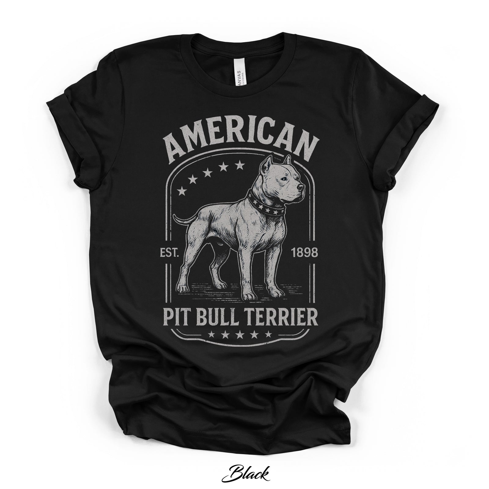 American Pit Bull Terrier Est. 1898 Vintage Graphic Tee | Black | Bella Canvas 3001