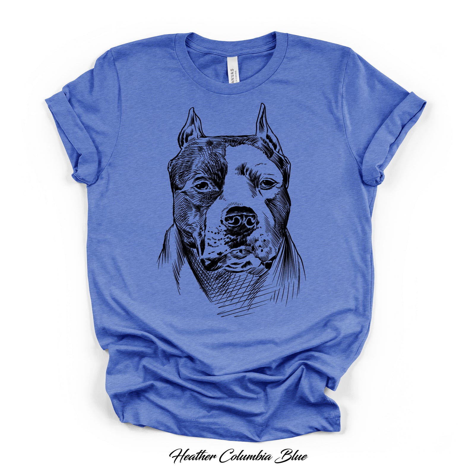 Pit Bull Sketch Portrait Graphic Tee | Bella Canvas 3001CVC | 5 Colors