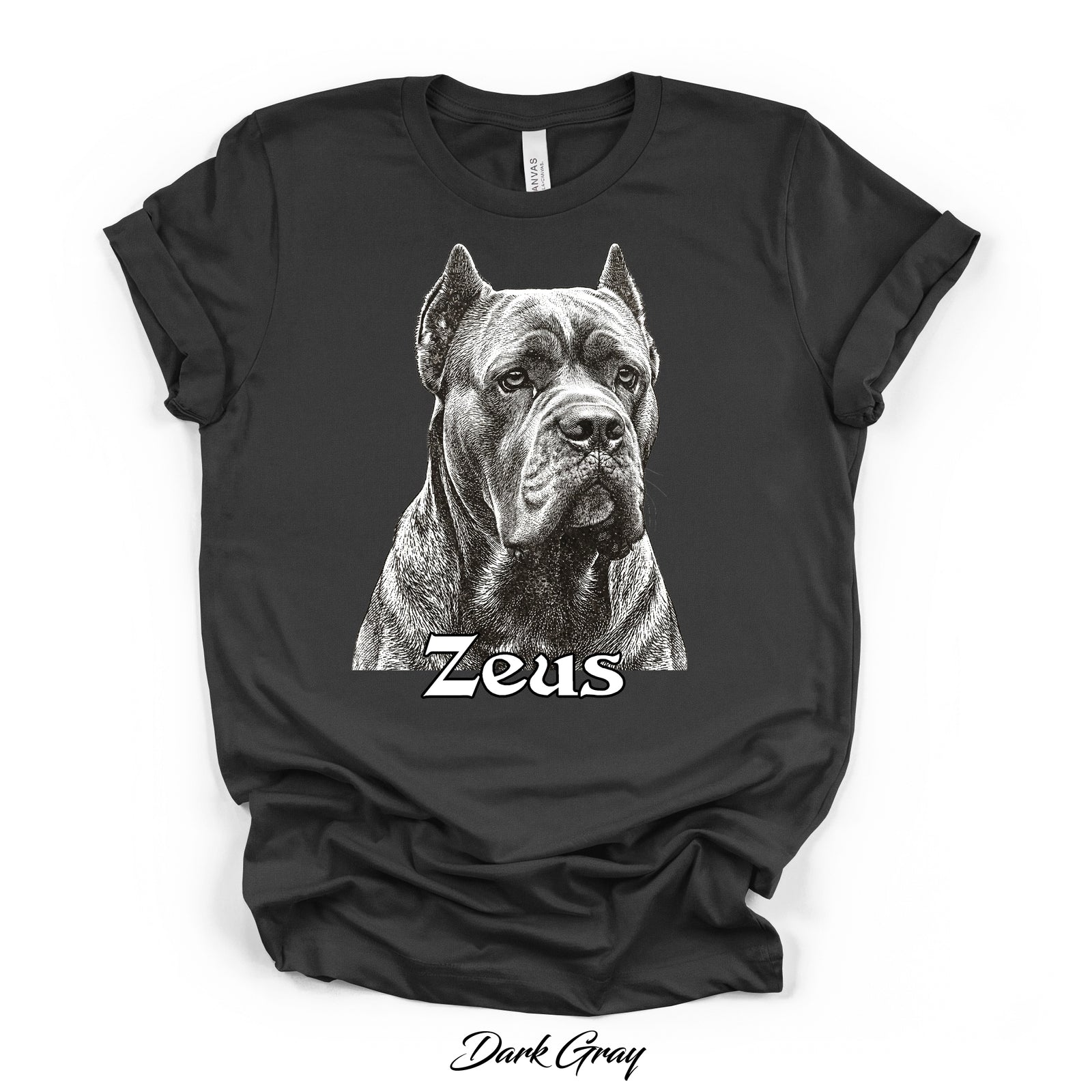 Custom Monochrome Dog Portrait Tee | Bella Canvas 3001 | DTG Print