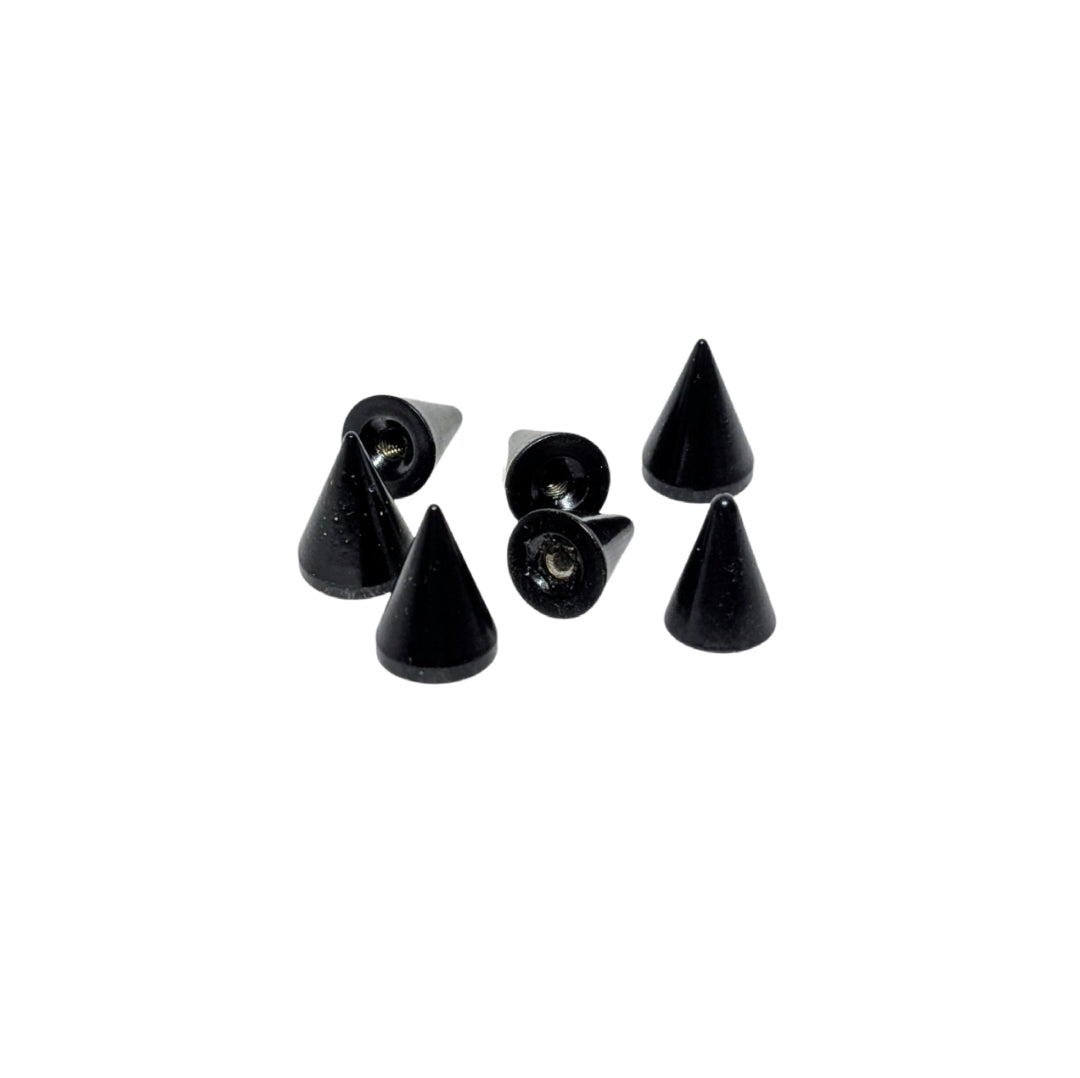 Black Plated Brass Cone Spikes | 1/2" Screwback