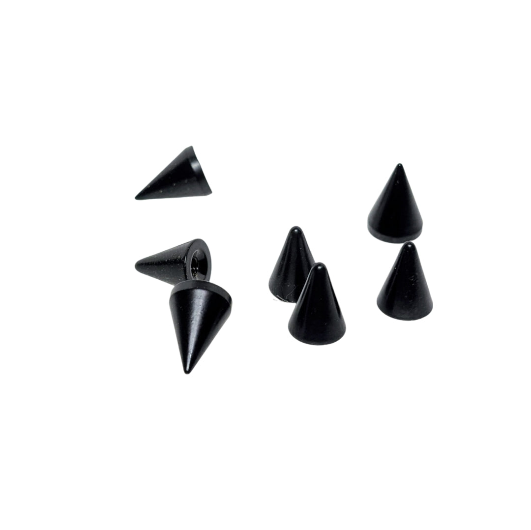Black Plated Brass Cone Spikes | 1/2" Screwback