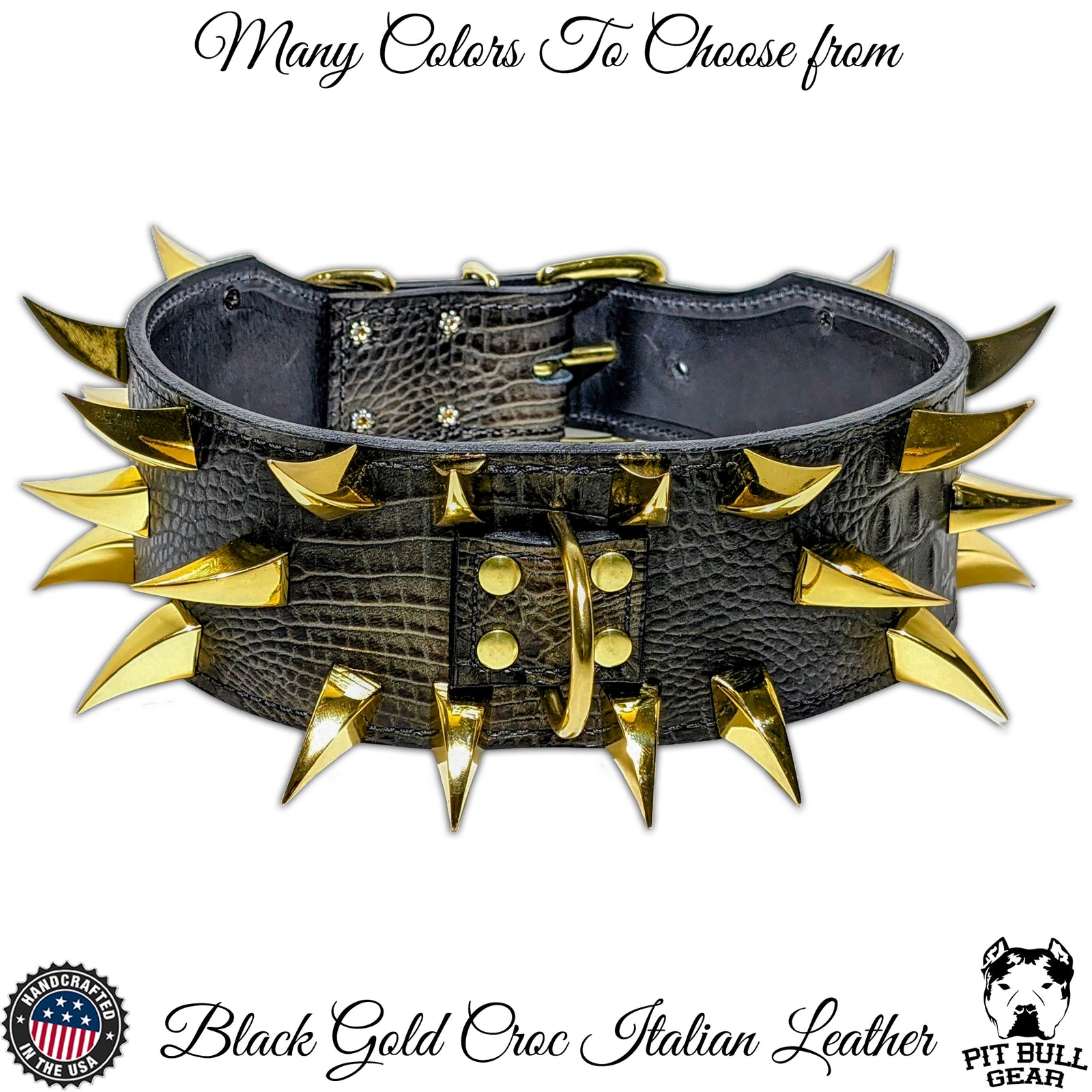 X24 - Collar de cuero para perros de 3" de ancho con púas en forma de garra de dragón