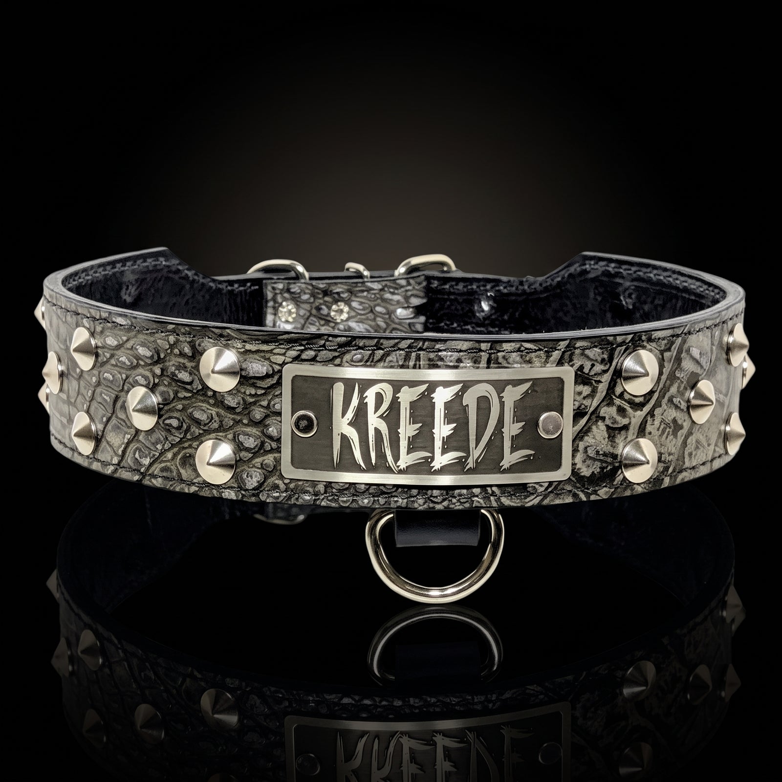 2" Wide Tapered Studded Leather Dog Collar