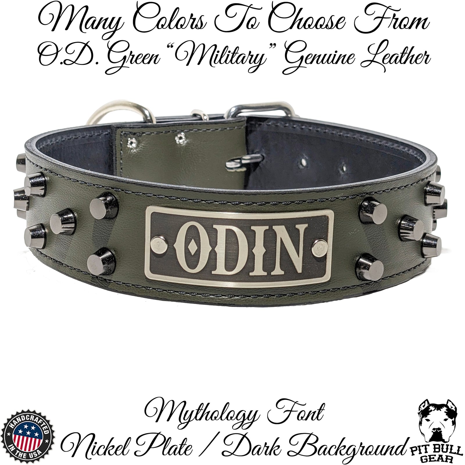 WN4 - Coleira personalizada de couro com tachinhas de 2"