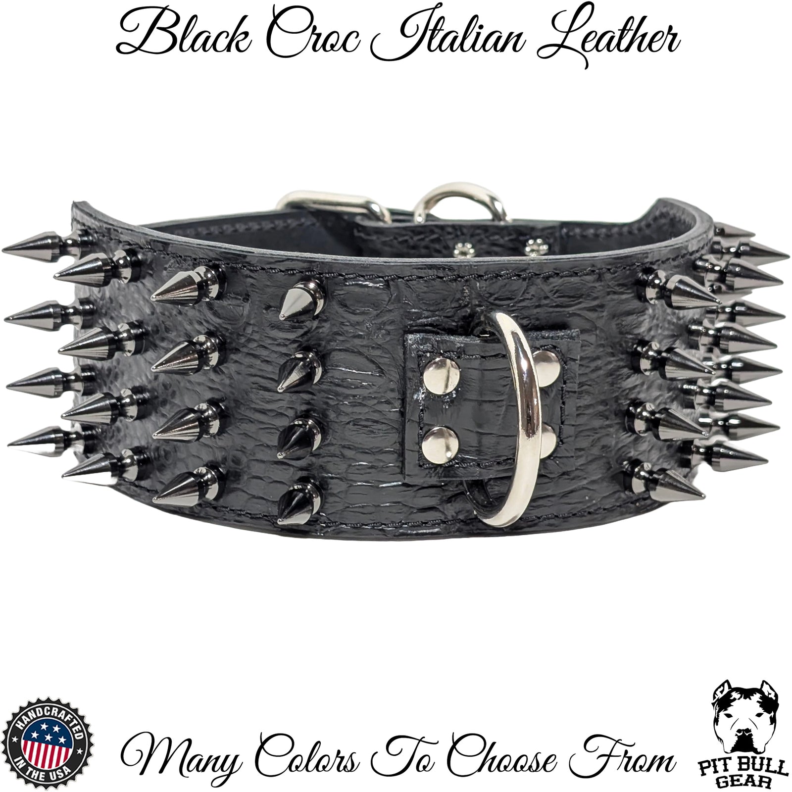 X32 - Collar de cuero para perros de 3" de ancho con púas