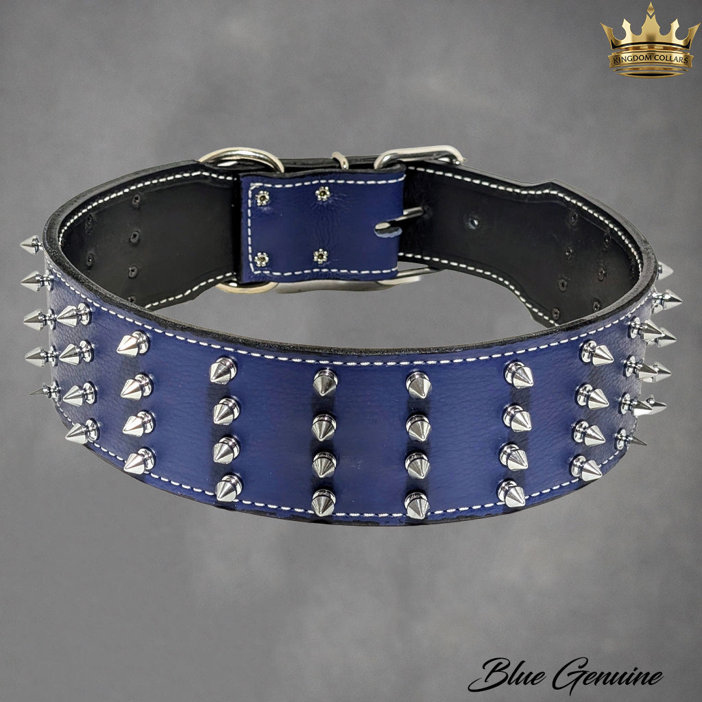 J11 - Collar de cuero con pinchos para perros de 2,5" de ancho