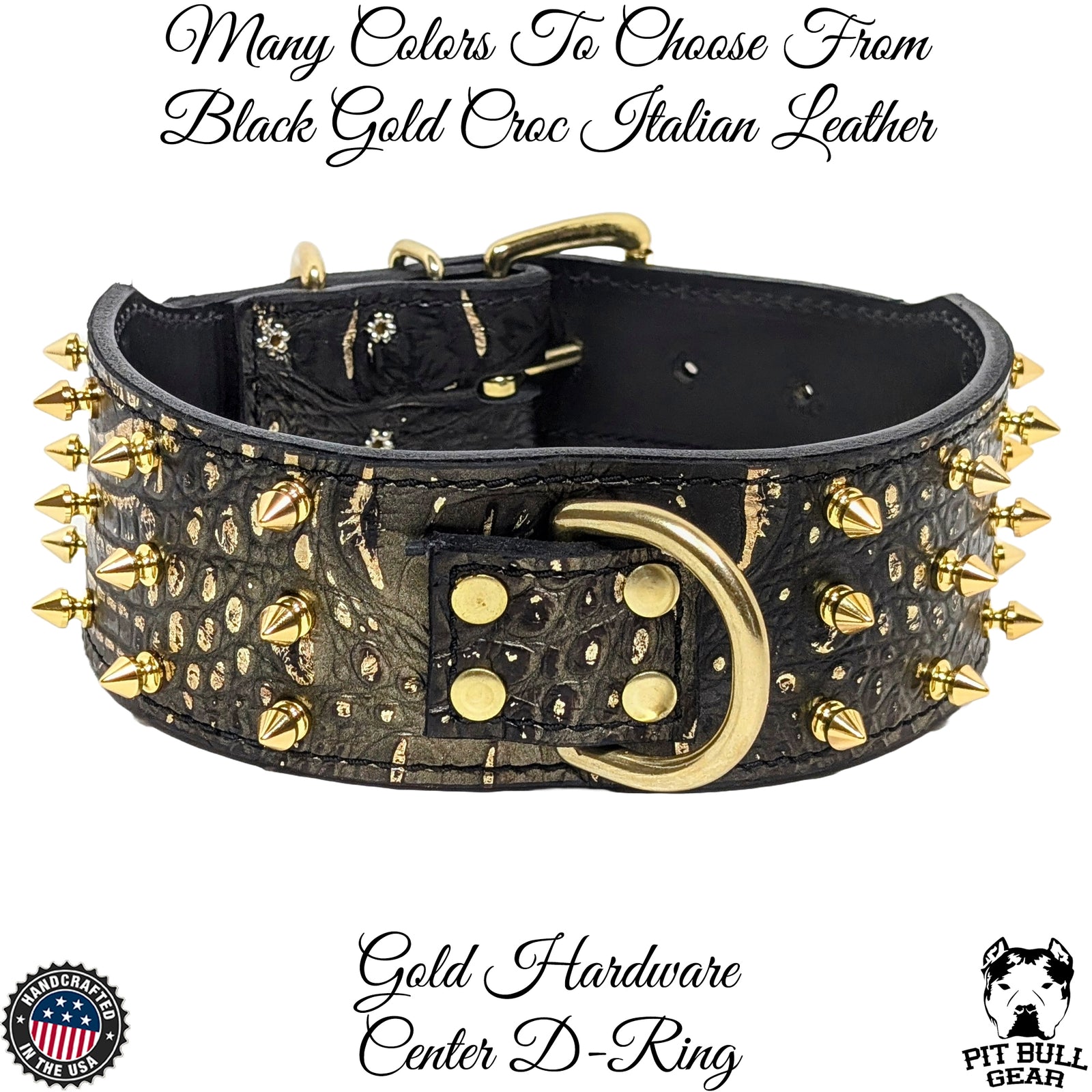 J12 - 2.5" Wide Spiked Leather Dog Collar