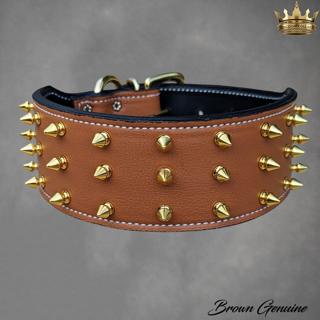 J12 - 2.5" Wide Spiked Leather Dog Collar