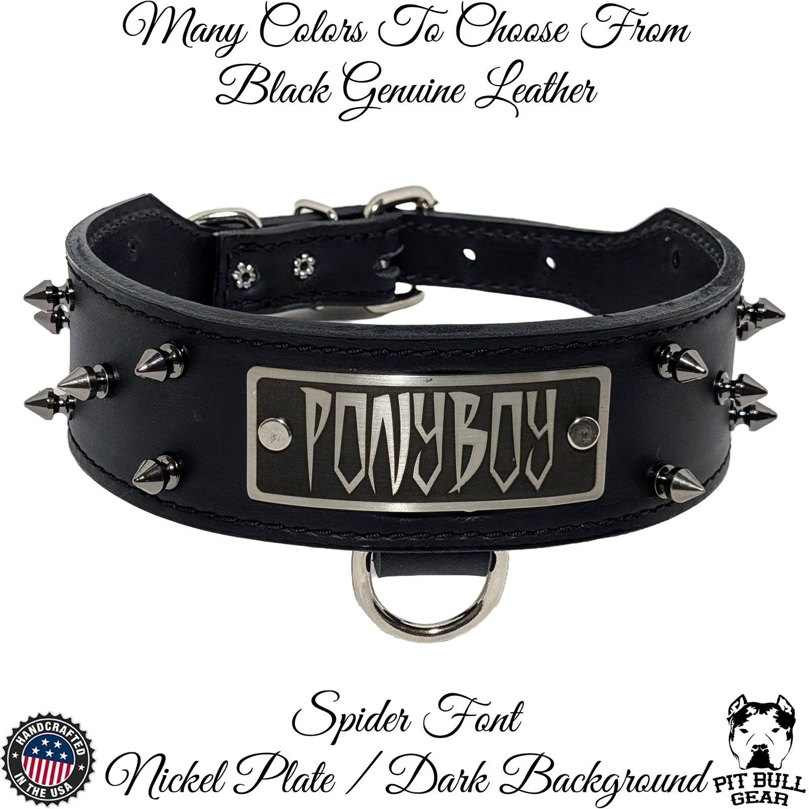 N6 - Collar de cuero cónico personalizado para perros de 2" de ancho con púas