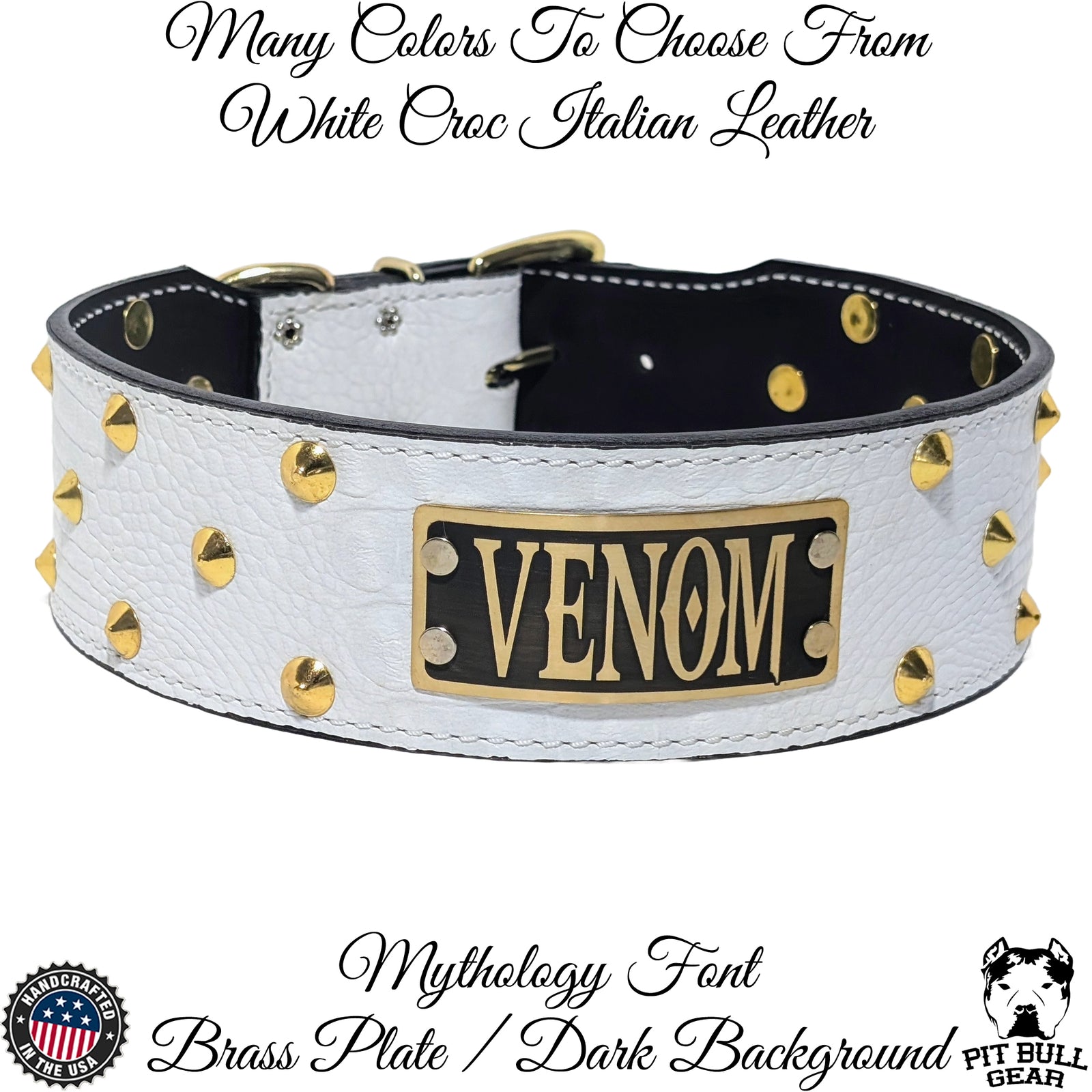 NJ4 - 2 1/2" coleira cravejada com placa de nome