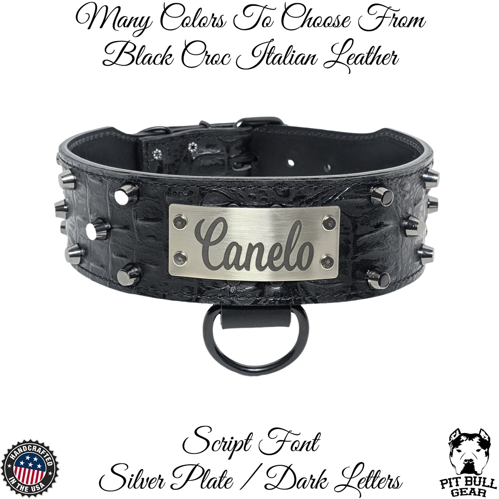 NJ8 - 2 1/2" colar personalizado de couro cravejado