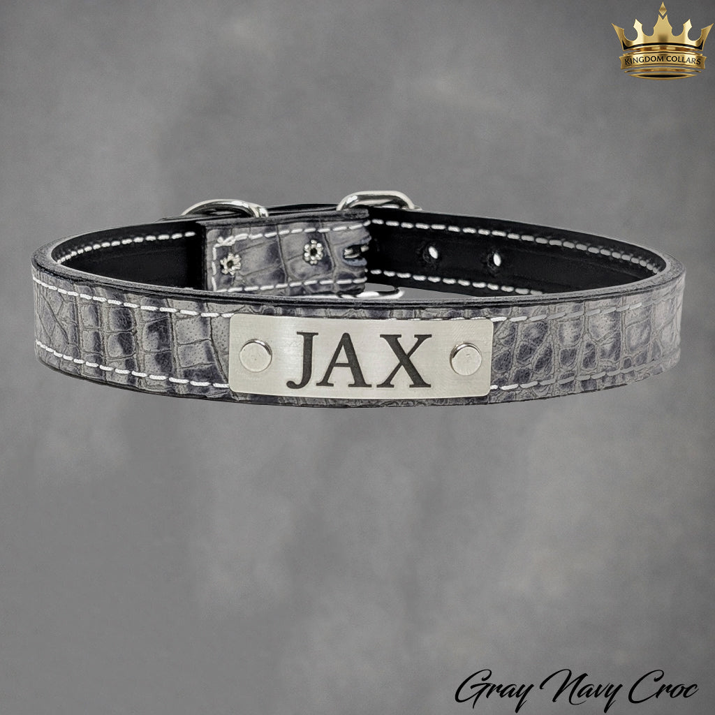 Collar de cuero para perro con placa de identificación personalizada Collar de 1" hecho a medida - NU1