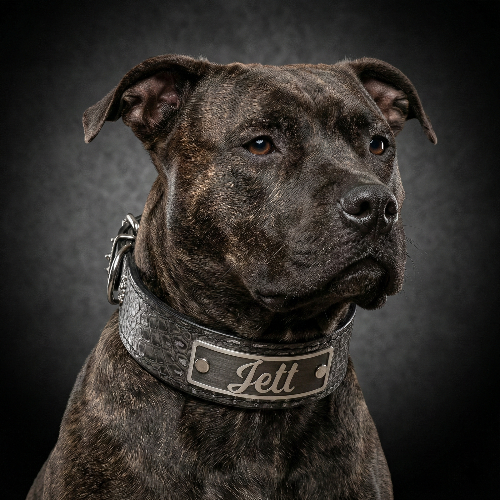 TN7 - Collar de cuero cónico para perros de 1,5" de ancho con placa de identificación