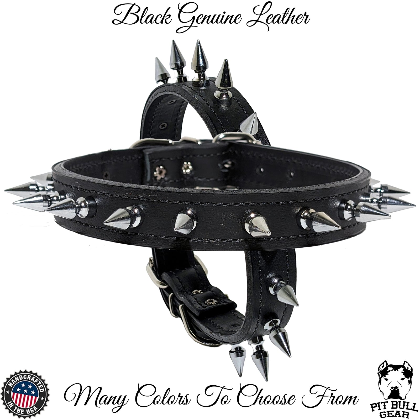U5 - Collar de cuero con pinchos para perros de 1" de ancho