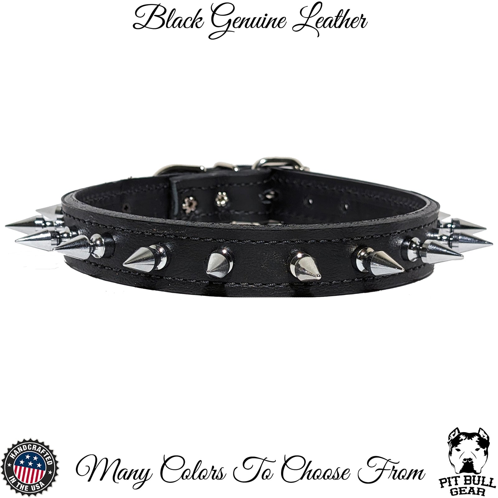 U5 - Collar de cuero con pinchos para perros de 1" de ancho