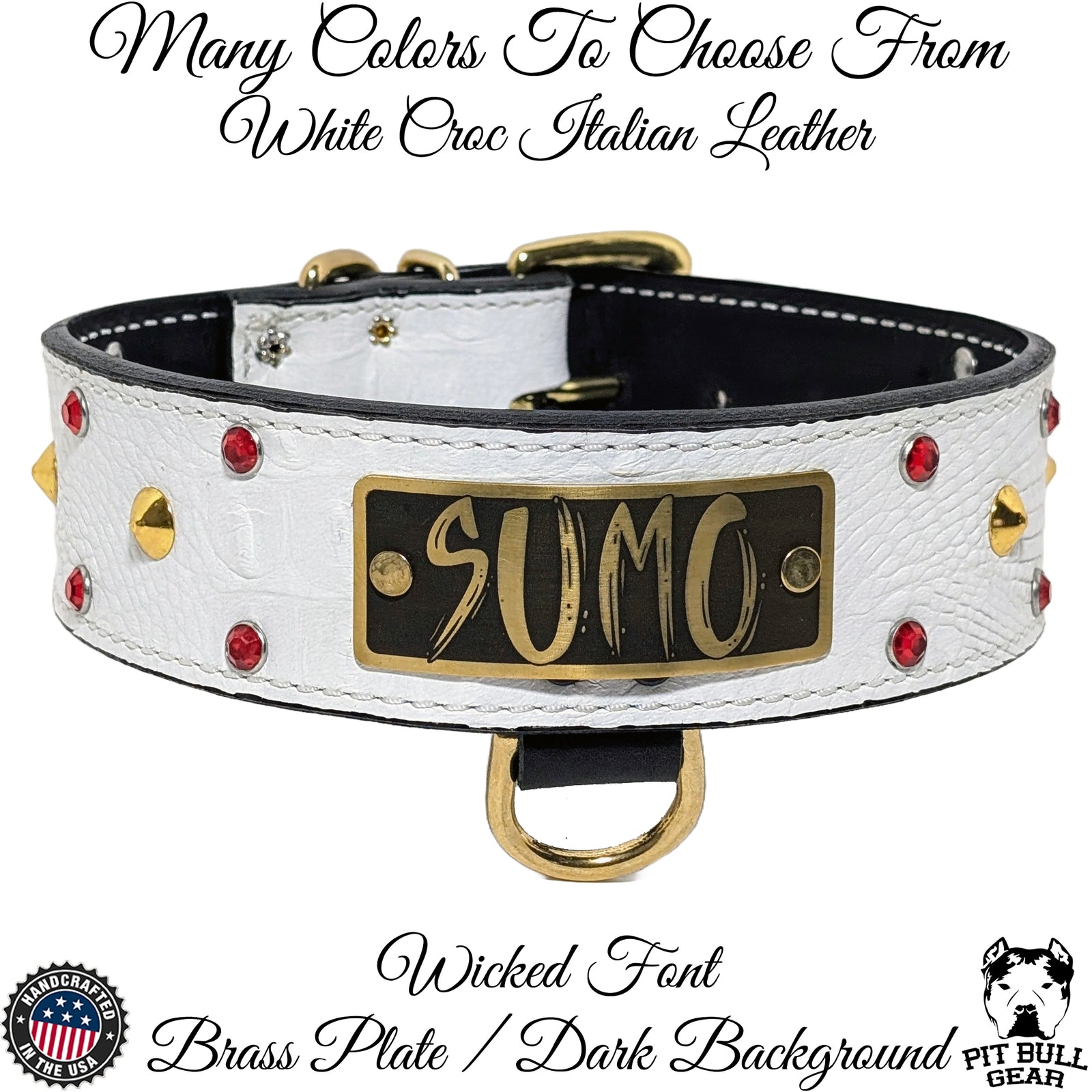 WN3 - Custom Made 2" Wide Italian Leather Studded Dog Collar
