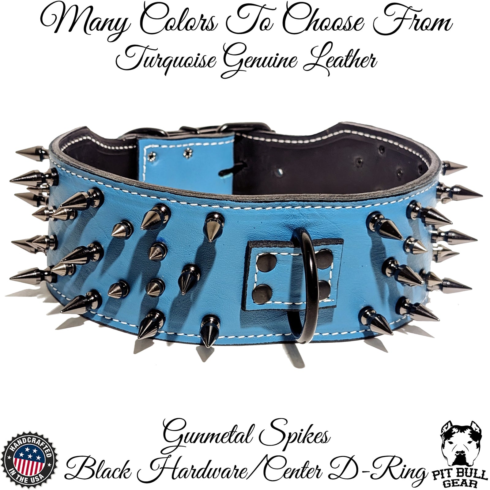 X2 - Collar de cuero con pinchos para perros de 3" de ancho