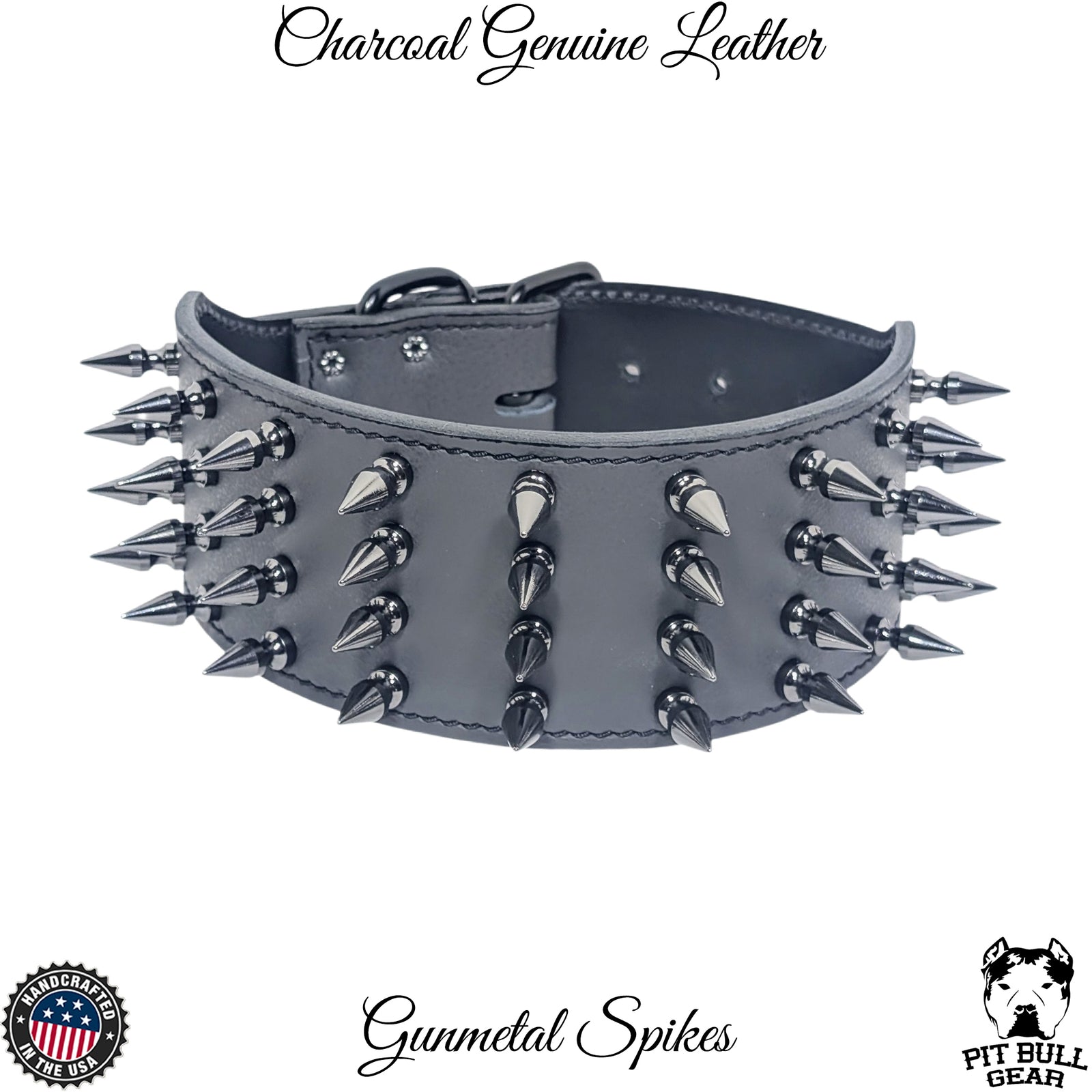 X32 - Collar de cuero para perros de 3" de ancho con púas