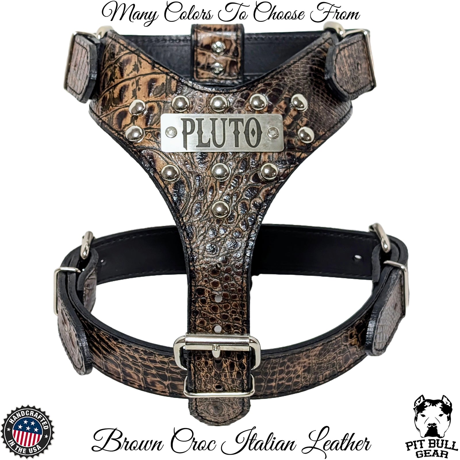NH3 - Arnês de couro cravejado personalizado