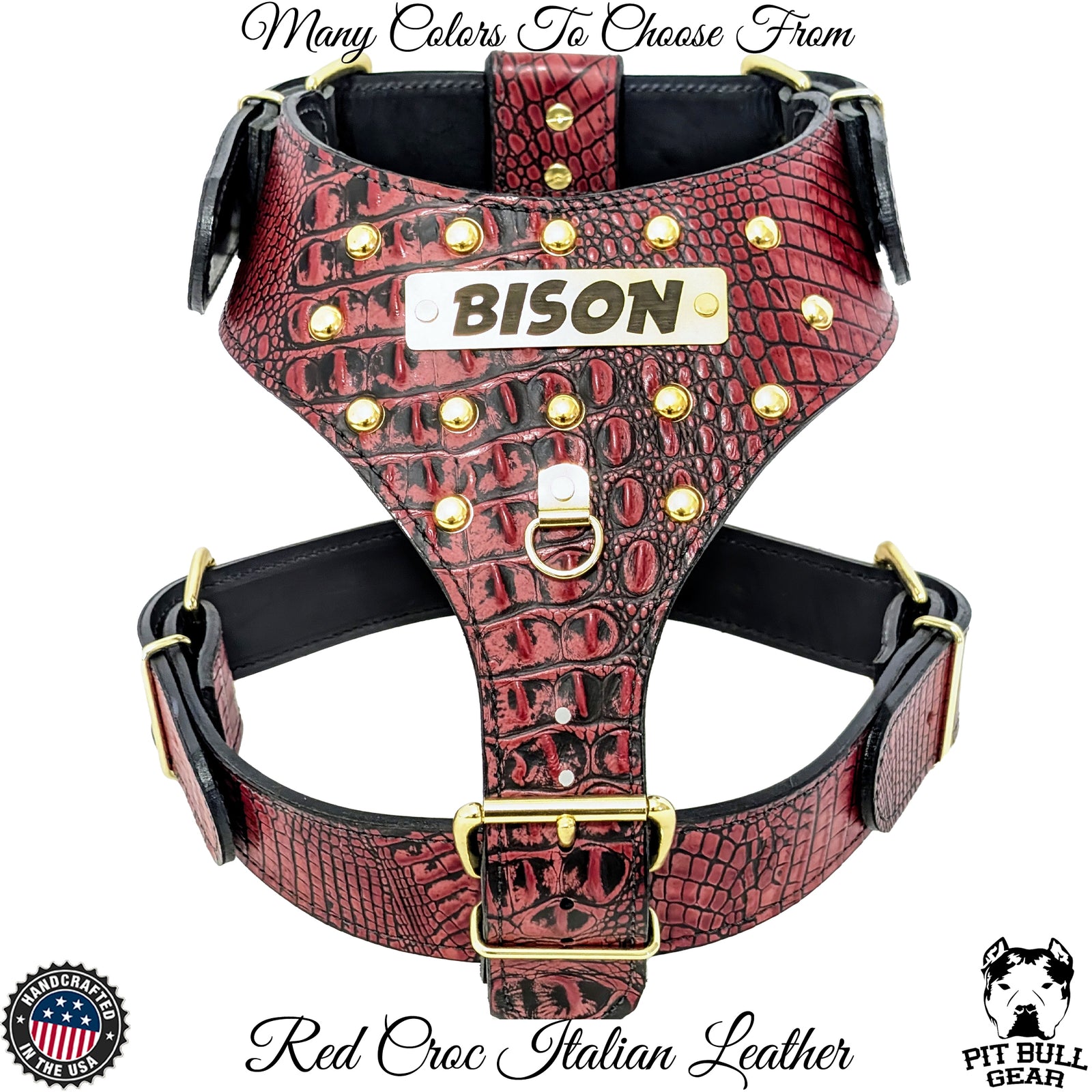 NH3 - Arnês de couro cravejado personalizado