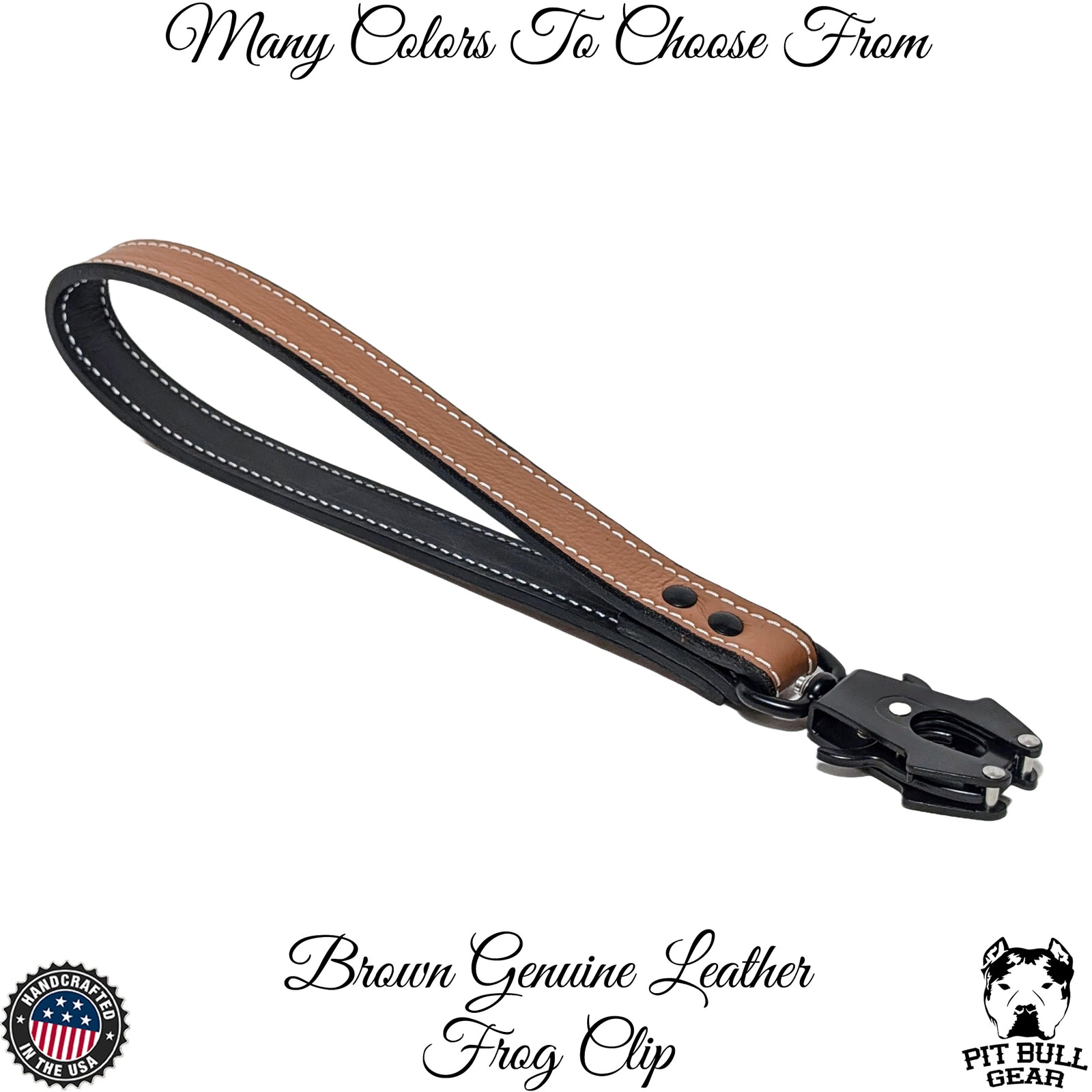 Correa de cuero para perros resistente con clip tipo rana - 15"