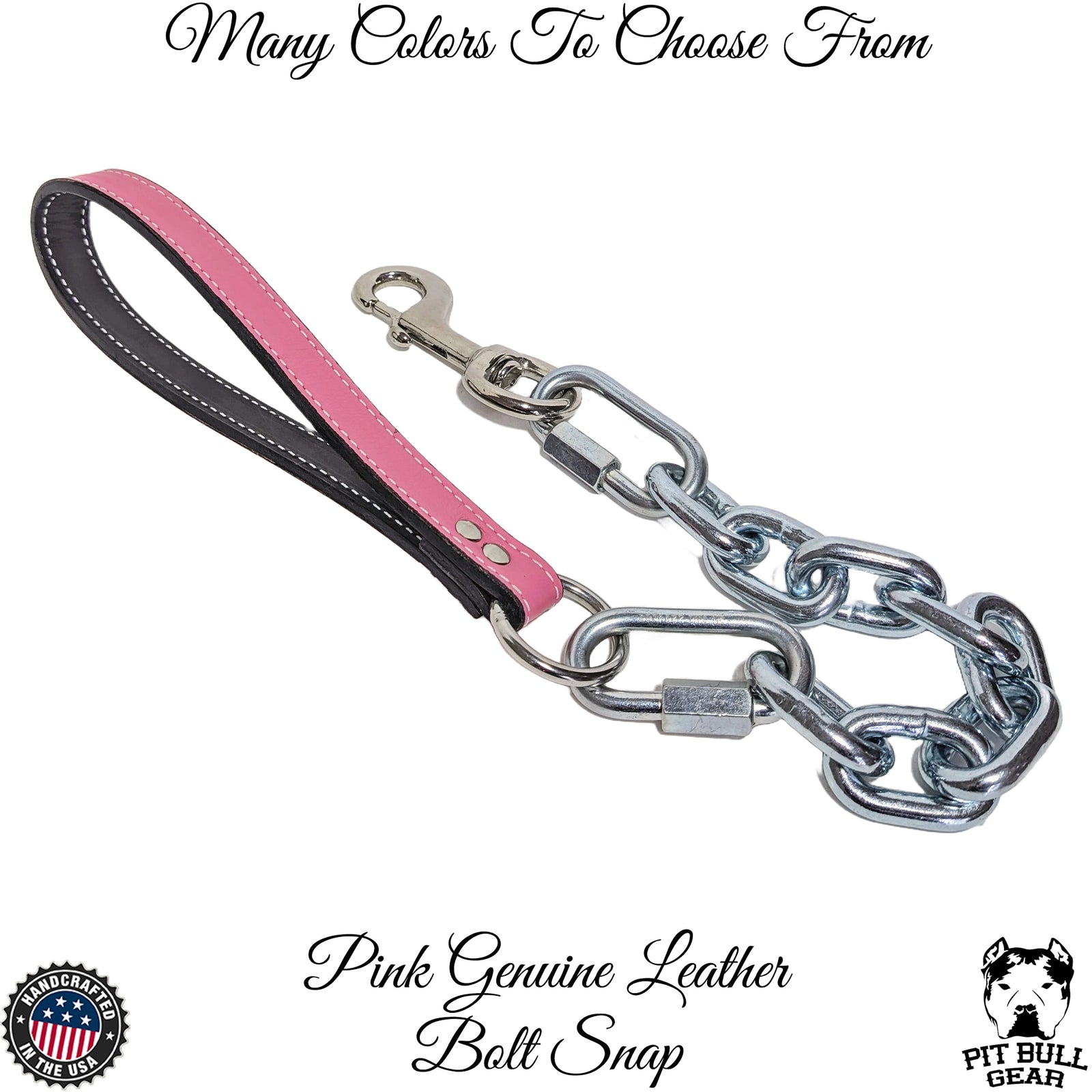 Super Heavy Chain Lead | Leather Handle | Nickel Plated | Large & Extra Strong Dogs