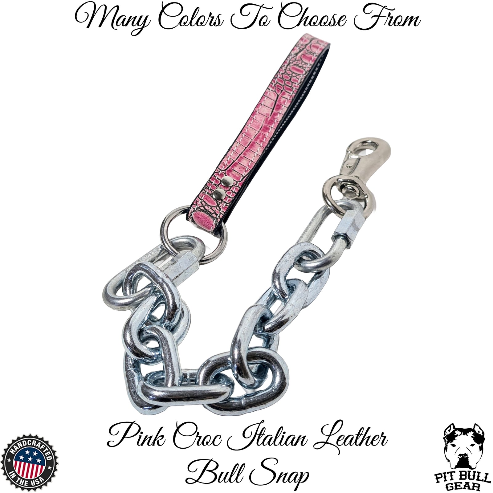 Super Heavy Chain Lead | Leather Handle | Nickel Plated | Large & Extra Strong Dogs