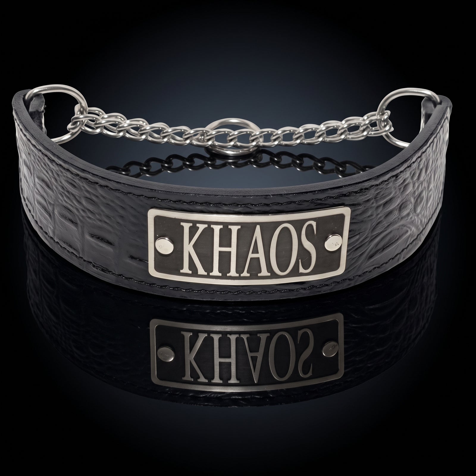 Personalized Italian Leather Martingale Dog Collar, 2" Wide