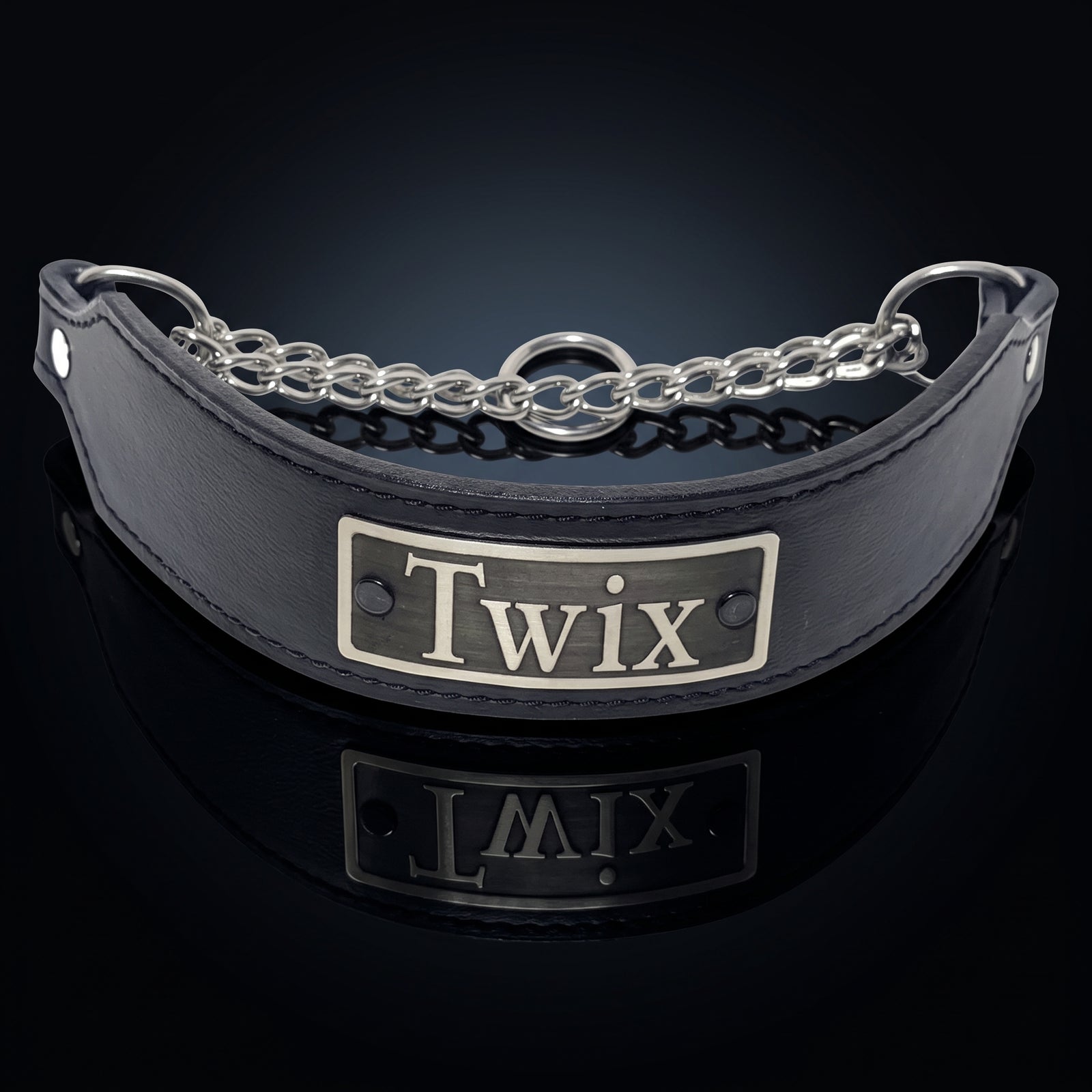 Personalized Italian Leather Martingale Dog Collar, 2" Wide