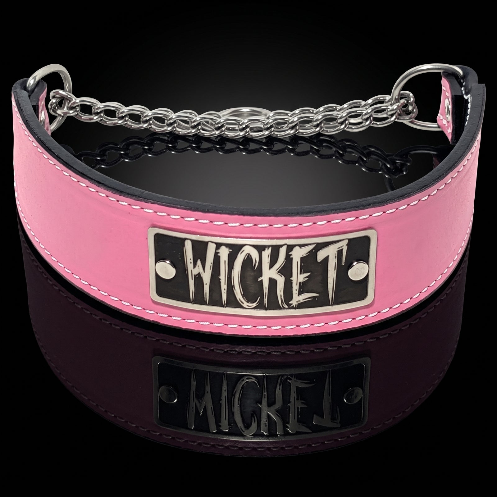 Personalized Italian Leather Martingale Dog Collar, 2" Wide