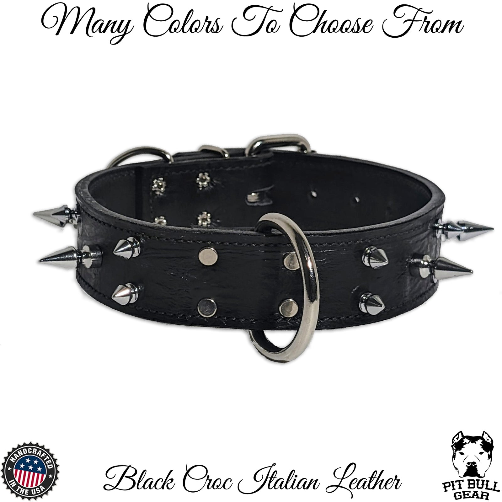 Collar de cuero con pinchos para perros, collar de protección para perros, 1,5" de ancho - V17