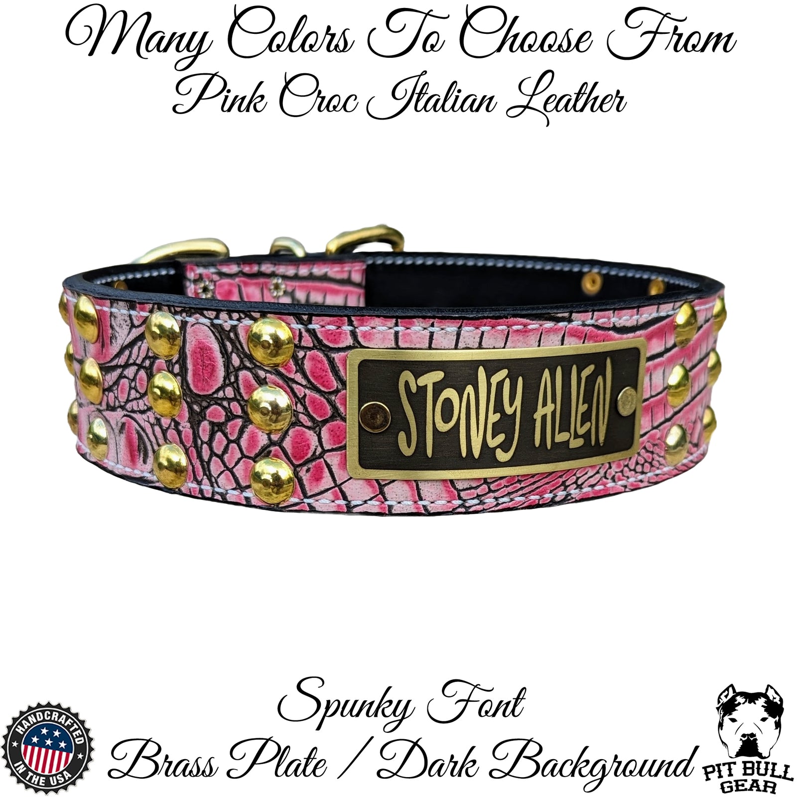 W34 - Coleira de cachorro cravejada personalizada de 2" de largura