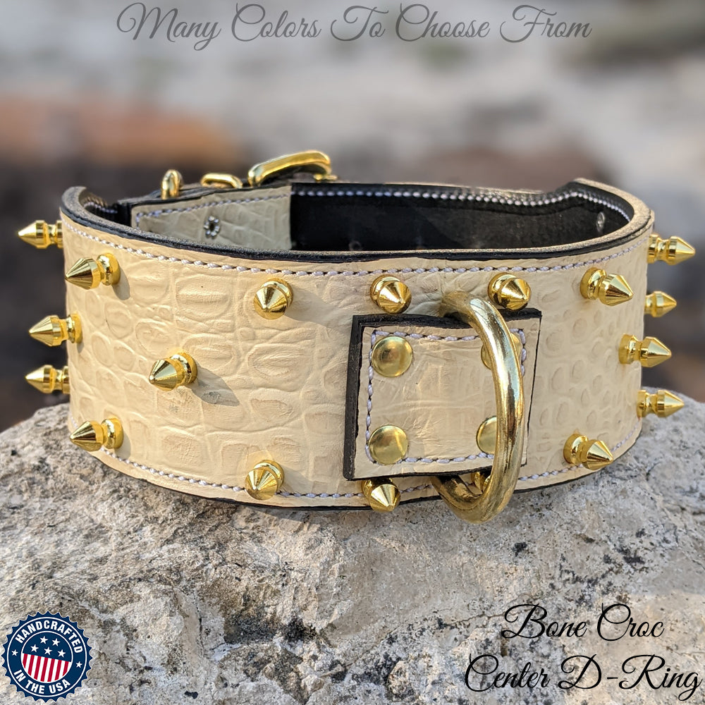 J10 - Collar de cuero con pinchos para perros de 2 1/2"