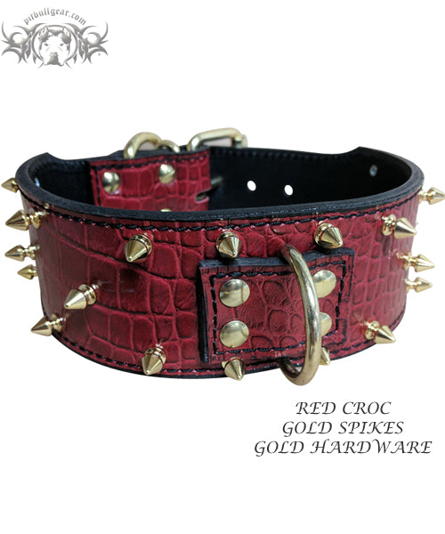 X10 - 3" Spiked Leather Dog Collar