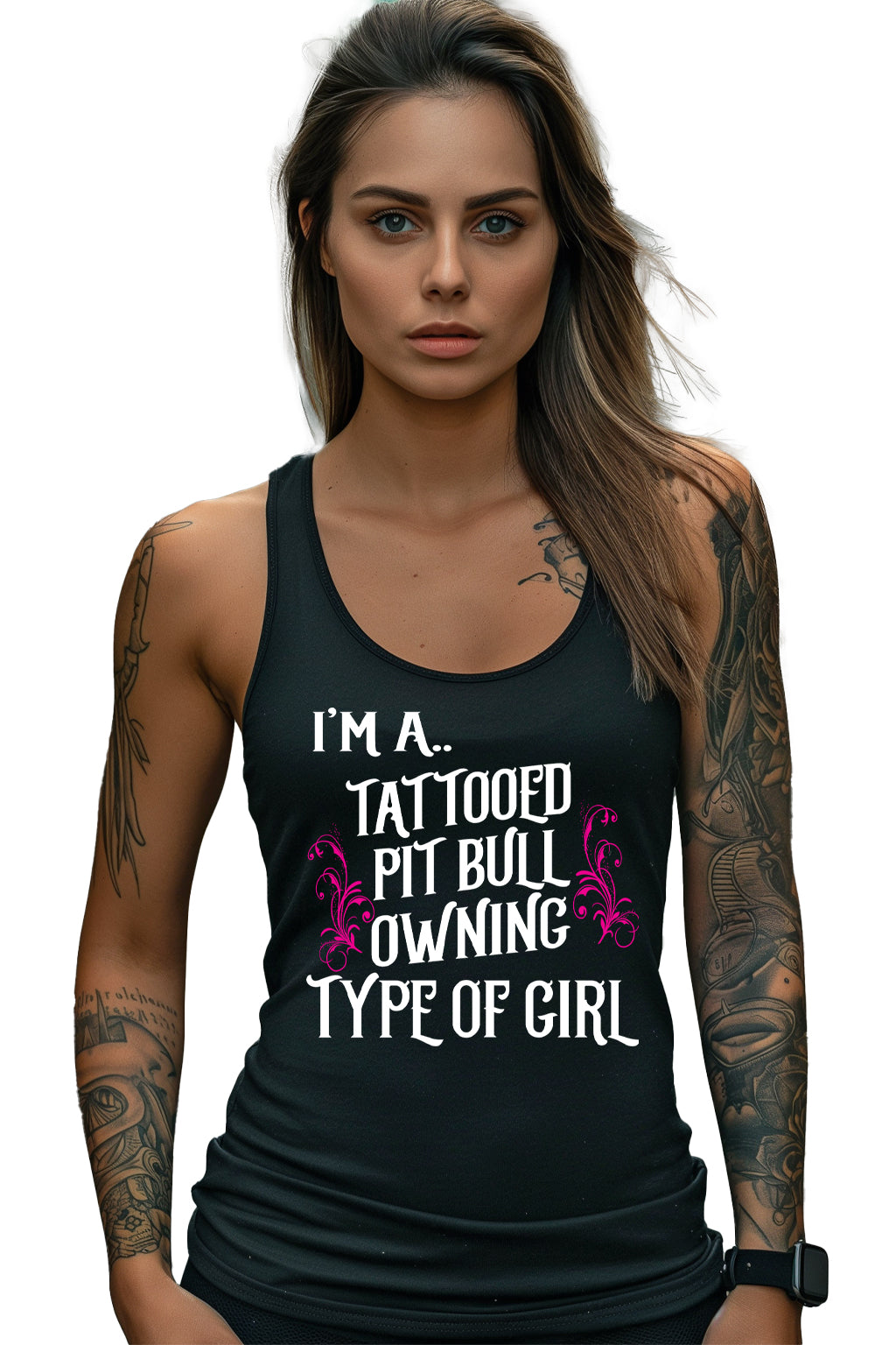 Tattooed Pit Bull Owner Girl - Tank Top