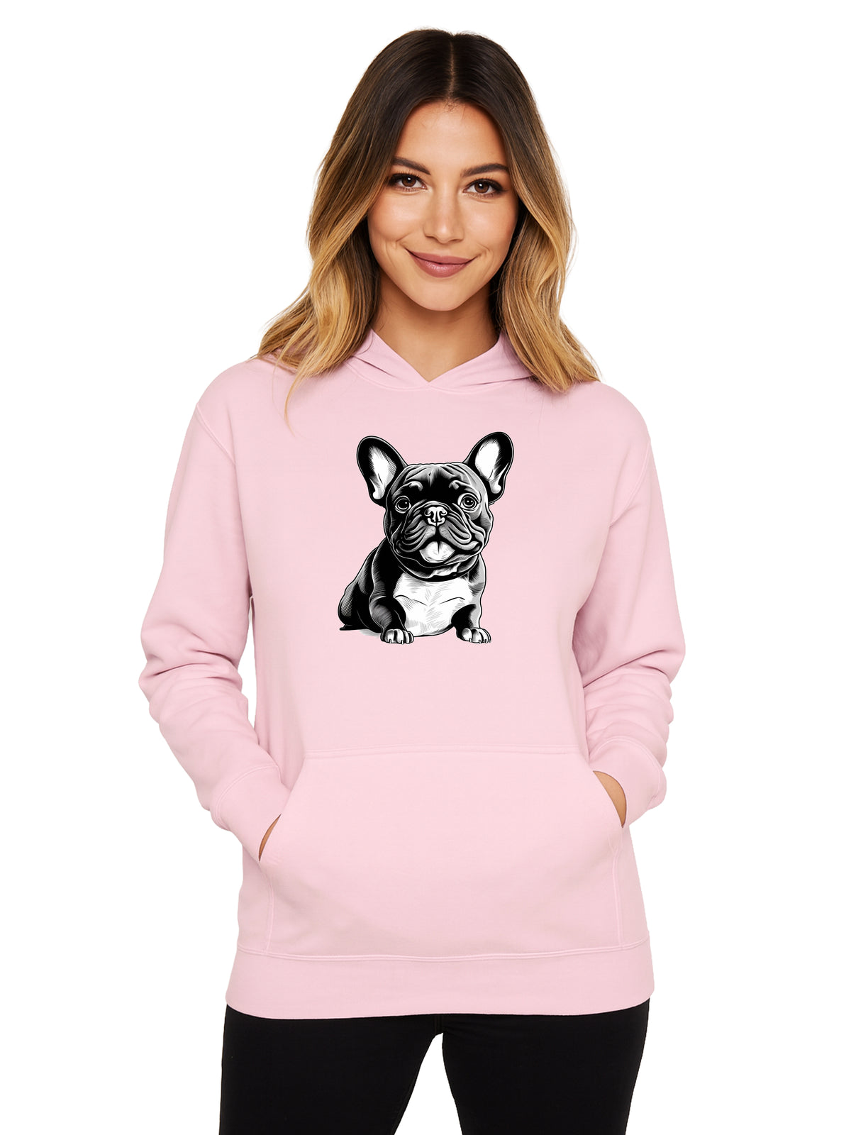 B&W French Bulldog Hooded Sweatshirt