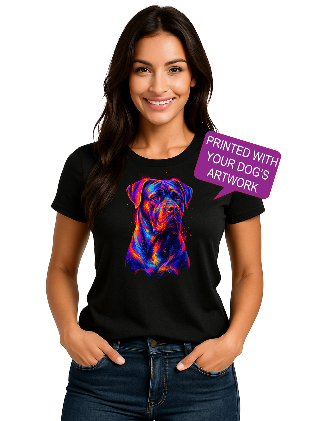 Custom Neon Pop Art Dog Portrait T-Shirt | Personalized Pet Art Tee