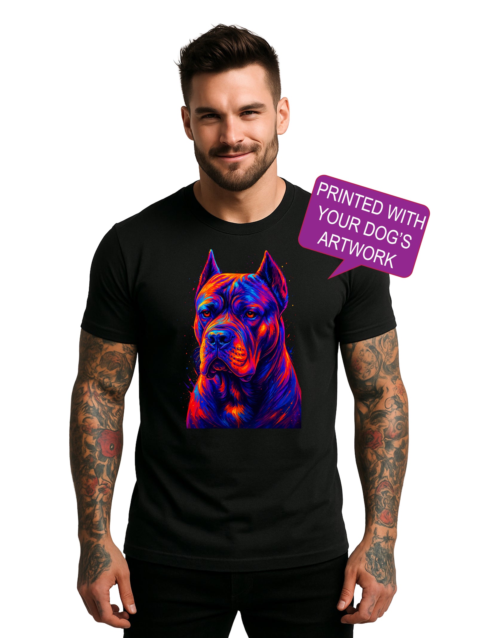 Custom Neon Pop Art Dog Portrait T-Shirt | Personalized Pet Art Tee