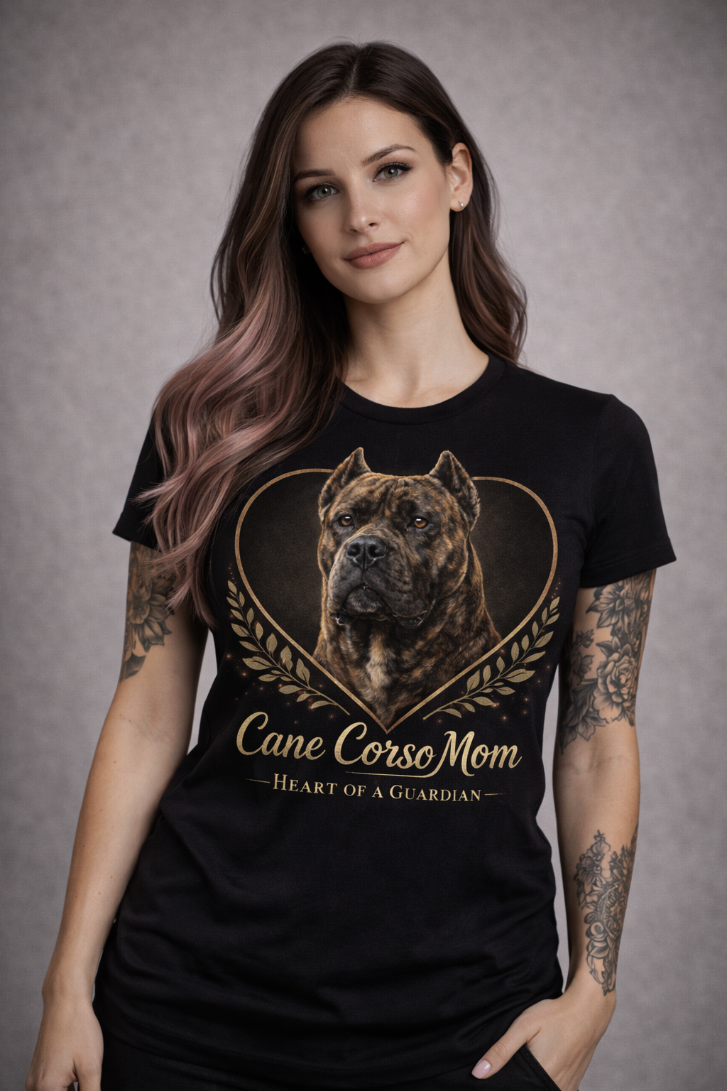 Cane Corso Mom – Heart of a Guardian T-Shirt | Bella Canvas 3001 Unisex Black Tee