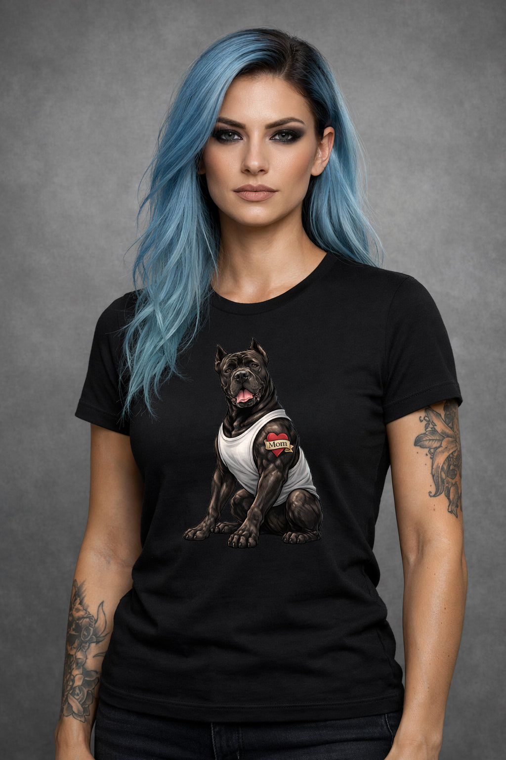 Cane Corso Mom Tattoo T-Shirt | Bella Canvas 3001 Unisex Black Tee