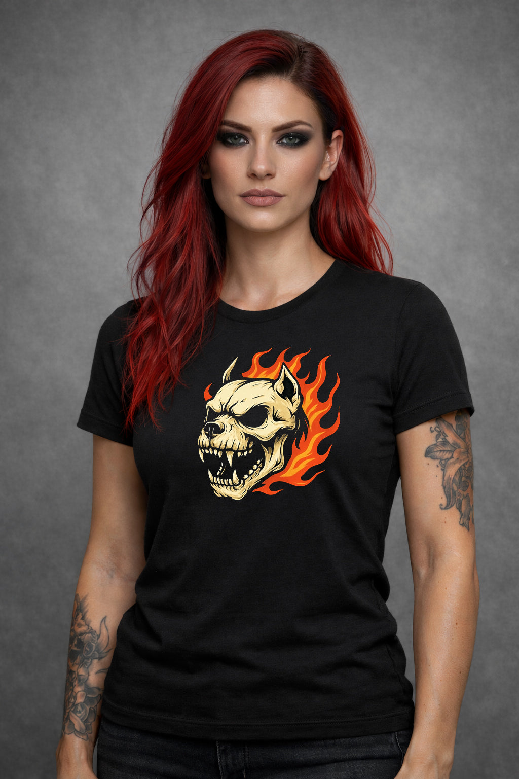 Fiery Bully Skull T-Shirt | Bella Canvas 3001 Unisex Black Tee